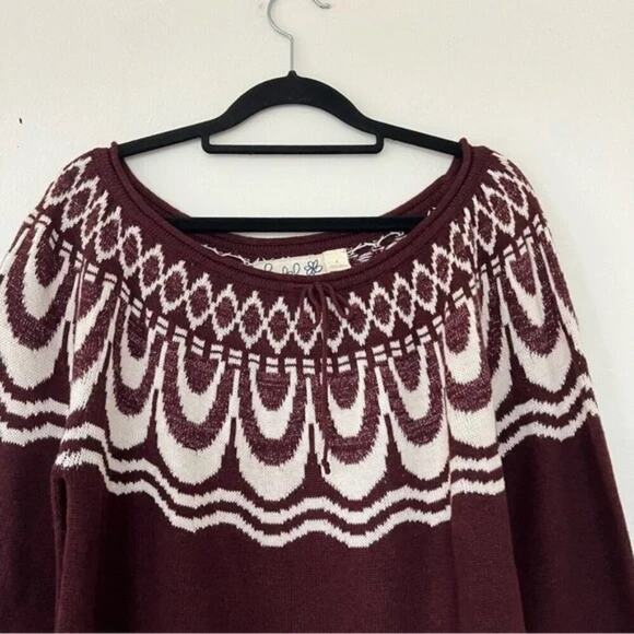 Anthropologie Field Flower Red and White Sweater - Picture 3 of 10